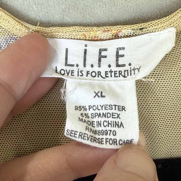 LIFE Love‎ Is For Eternity Kimono Dress Womens XL Yellow Floral Boho Lace Cover - Picture 3 of 9